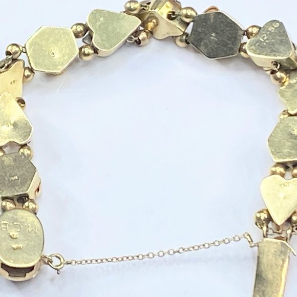 14K yellow gold gemstone sliding Charm bracelet 7" 26.4gm JR7551 - Picture 7 of 12
